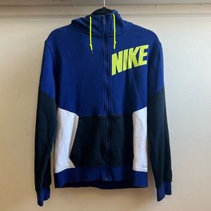 Nike blue and green Zip Up Hoodie